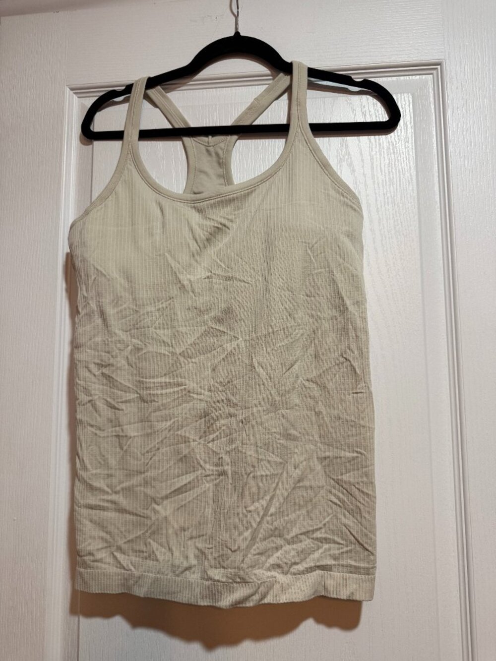 Lululemon Ribbed Racerback Tank Top with Built-In Bra Cream Beige Size 12